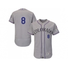 Men Colorado Rockies #8 Gerardo Parra Grey Flexbase Authentic Collection Stitched MLB Jersey