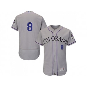 Men Colorado Rockies #8 Gerardo Parra Grey Flexbase Authentic Collection Stitched MLB Jersey