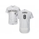 Men Colorado Rockies #8 Gerardo Parra White Strip Flexbase Authentic Collection Stitched MLB Jersey