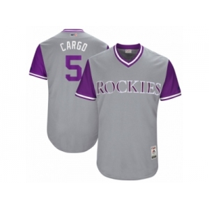 Men's 2017 Little League World Series Rockies Carlos Gonzalez #5 Cargo Gray Jersey