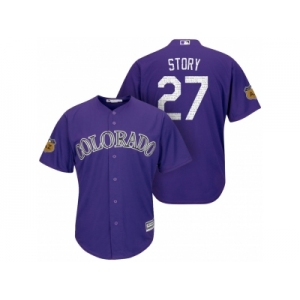 Men's Colorado Rockies #27 Trevor Story 2017 Spring Training Cool Base Stitched MLB Jersey