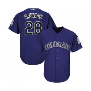 Men's Colorado Rockies #28 Nolan Arenado Replica Purple Alternate  Cool Base Baseball Jersey