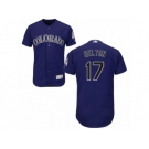 Men's Majestic Colorado Rockies #17 Todd Helton Purple Flexbase Authentic Collection MLB Jersey