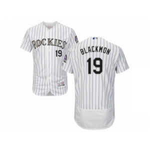 Men's Majestic Colorado Rockies #19 Charlie Blackmon White Flexbase Authentic Collection MLB Jersey