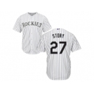 Men's Majestic Colorado Rockies #27 Trevor Story Authentic White Home Cool Base MLB Jersey