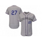 Men's Majestic Colorado Rockies #27 Trevor Story Grey Flexbase Authentic Collection MLB Jersey