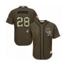 Men's Majestic Colorado Rockies #28 Nolan Arenado Authentic Green Salute to Service MLB Jersey