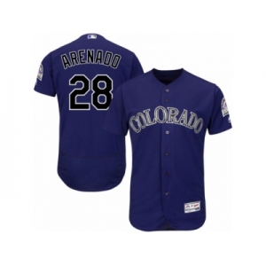 Men's Majestic Colorado Rockies #28 Nolan Arenado Purple Flexbase Authentic Collection MLB Jersey