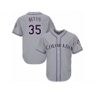 Men's Majestic Colorado Rockies #35 Chad Bettis Replica Grey Road Cool Base MLB Jersey