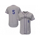 Men's Majestic Colorado Rockies #5 Carlos Gonzalez Grey Flexbase Authentic Collection MLB Jersey