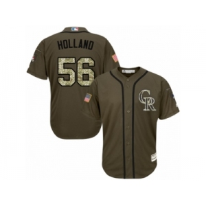 Men's Majestic Colorado Rockies #56 Greg Holland Replica Green Salute to Service MLB Jersey