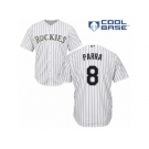 Men's Majestic Colorado Rockies #8 Gerardo Parra Replica White Home Cool Base MLB Jersey