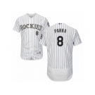 Men's Majestic Colorado Rockies #8 Gerardo Parra White Flexbase Authentic Collection MLB Jersey