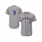 Men's Majestic Colorado Rockies #9 DJ LeMahieu Grey Flexbase Authentic Collection MLB Jersey