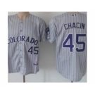 mlb jerseys colorado rockies #45 chacin grey[blue stripe]