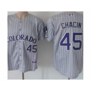 mlb jerseys colorado rockies #45 chacin grey[blue stripe]