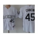 mlb jerseys colorado rockies #45 chacin white[blue stripe]