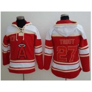 Los Angeles Angels Of Anaheim #27 Mike Trout Red Sawyer Hooded Sweatshirt Baseball Hoodie