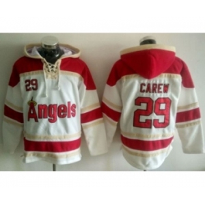 Los Angeles Angels Of Anaheim #29 Rod Carew White Sawyer Hooded Sweatshirt Baseball Hoodie