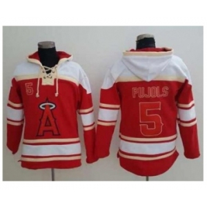 Los Angeles Angels Of Anaheim #5 Albert Pujols Red Sawyer Hooded Sweatshirt Baseball Hoodie