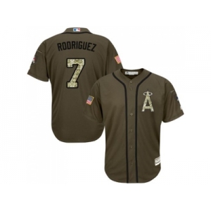 Los Angeles Angels Of Anaheim #7 Ivan Rodriguez Green Salute to Service Stitched Baseball Jersey
