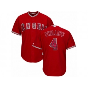 Los Angeles Angels of Anaheim #4 Brandon Phillips Authentic Red Team Logo Fashion Cool Base MLB Jersey