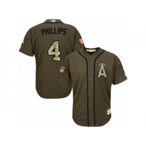 Los Angeles Angels of Anaheim #4 Brandon Phillips Replica Green Salute to Service MLB Jersey