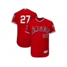 Men Los Angeles Angels #27 Mike Trout Majestic Scarlet 2018 Spring Training Flex Base Player Jersey