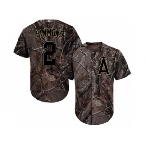 Men Los Angeles Angels Of Anaheim #2 Andrelton Simmons Camo Realtree Collection Cool Base Stitched MLB Jersey