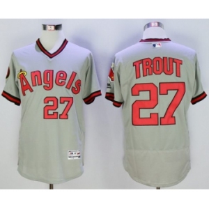 Men Los Angeles Angels Of Anaheim #27 Mike Trout Gray Flexbase Authentic Collection Cooperstown Stitched MLB Jersey