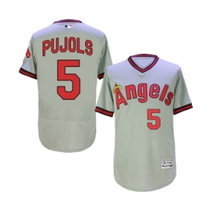 Men Los Angeles Angels Of Anaheim #5 Albert Pujols Grey Flexbase Authentic Collection Cooperstown Stitched Jersey