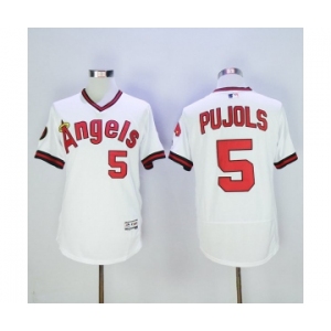Men Los Angeles Angels Of Anaheim #5 Albert Pujols White Flexbase Authentic Collection Cooperstown Stitched Jersey
