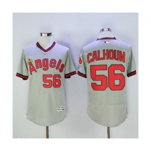 Men Los Angeles Angels Of Anaheim #56 Kole Calhoun Gray Flexbase Authentic Collection Cooperstown Stitched Jersey
