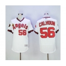 Men Los Angeles Angels Of Anaheim #56 Kole Calhoun White Flexbase Authentic Collection Cooperstown Stitched Jersey