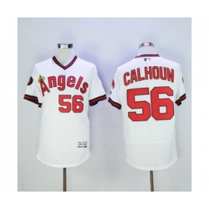 Men Los Angeles Angels Of Anaheim #56 Kole Calhoun White Flexbase Authentic Collection Cooperstown Stitched Jersey
