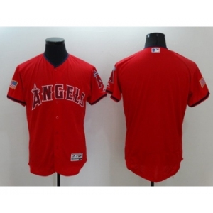 Men Los Angeles Angels of Anaheim Blank Majestic Red 2016 Independence Day Stars & Stripes Flex Base Team Jersey