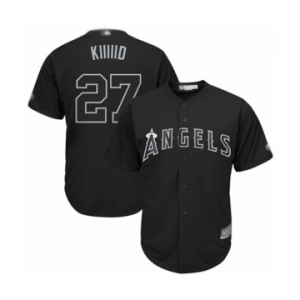 Men's Los Angeles Angels of Anaheim #27 Mike Trout  Kiiiiid  Authentic Black 2019 Players Weekend Baseball Jersey