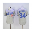 Men's Los Angeles Dodgers #34 Fernando Valenzuela Majestic Gray Road Flexbase Authentic Collection Player Jersey