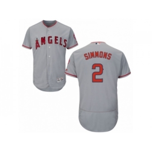 Men's Majestic Los Angeles Angels of Anaheim #2 Andrelton Simmons Grey Flexbase Authentic Collection MLB Jersey