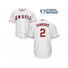 Men's Majestic Los Angeles Angels of Anaheim #2 Andrelton Simmons Replica White Home Cool Base MLB Jersey