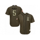 Men's Majestic Los Angeles Angels of Anaheim #5 Albert Pujols Replica Green Salute to Service MLB Jersey