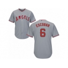 Men's Majestic Los Angeles Angels of Anaheim #6 Yunel Escobar Replica Grey Road Cool Base MLB Jersey