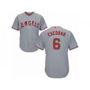 Men's Majestic Los Angeles Angels of Anaheim #6 Yunel Escobar Replica Grey Road Cool Base MLB Jersey