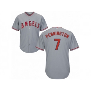Men's Majestic Los Angeles Angels of Anaheim #7 Cliff Pennington Authentic Grey Road Cool Base MLB Jersey