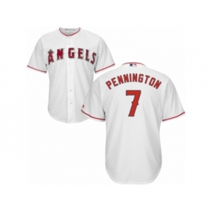 Men's Majestic Los Angeles Angels of Anaheim #7 Cliff Pennington Authentic White Home Cool Base MLB Jersey