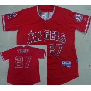 mlb jerseys los angeles angels #27 trout red