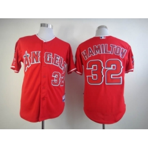 mlb jerseys los angeles angels #32 hamilton red