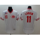 Cincinnati Reds #11 Barry Larkin White Flexbase Authentic Collection Cooperstown Stitched MLB Jersey