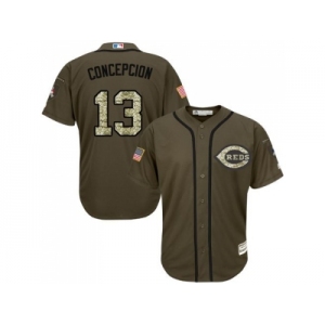 Cincinnati Reds #13 Concepcion Green Salute to Service Stitched Baseball Jersey