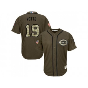 Cincinnati Reds #19 Joey Votto Green Salute to Service Stitched MLB Jersey